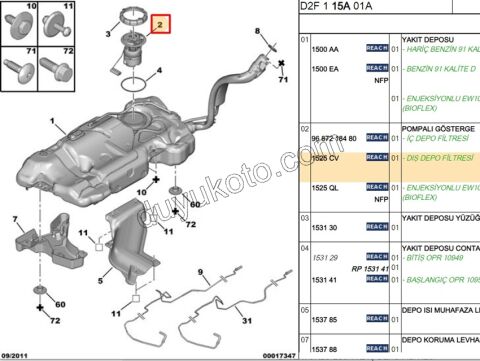 Yakıt Pompa ve Şamandırası (Komple) P407 EW10J4 EW12J4