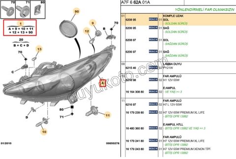 Peugeot 207 Far Sol STD H7+H7 2006/2009