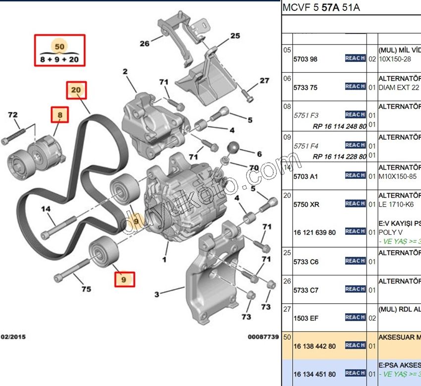 Alternatör V Kayış Kiti (Gergi Kütüklü) 1.4HDİ/1.6HDİ Euro4