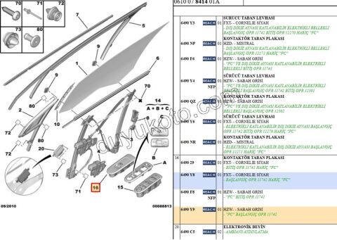 Ön Cam Açma Anahtarı Sağ (Yolcu) C53