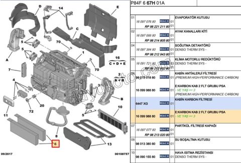 Peugeot 308 3008 Partner Citroen Berlingo Polen Filtresi C4PC DS5 Otomatik Klimalı 2008/2014