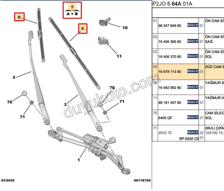 Ön Cam Silecek Süpürgesi Sağ/Sol Tk. CRSF MKK