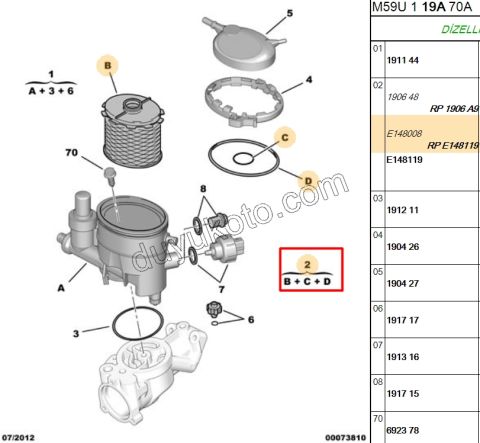 Mazot Yakıt Filtresi 1.9D, 1998/2003