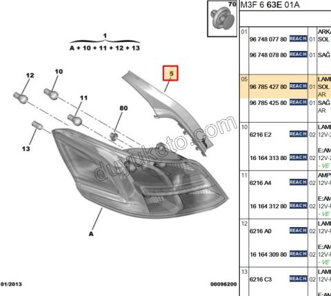 Peugeot 301 Stop Lambası Sol Devre Duyu (Sacı)    2012/2016