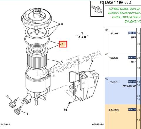 Peugeot 406 Mazot Yakıt Filtresi DW10 8V