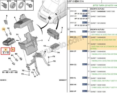 Motor İçi Sigorta Kutusu BXR31 DCT31 SIS+ Klimasız