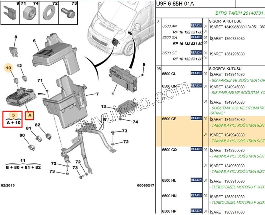 Motor İçi Sigorta Kutusu BXR31 DCT31 Klimalı