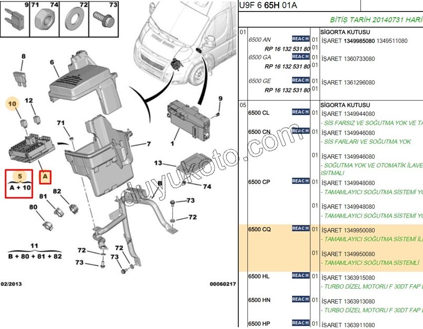 Motor İçi Sigorta Kutusu BXR31 Klimalı ILAVE SOGUTUCU+