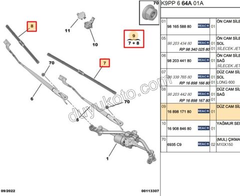2019> Partner Rifter Berlingo Combo Doblo Proace City Ön Silgi Süpürgesi Takım