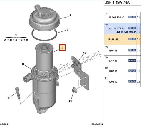 Mazot Yakıt Filtresi BXR3 2.2HDI