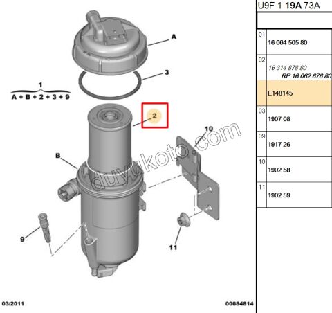 Mazot Yakıt Filtresi BXR3 2.2HDI