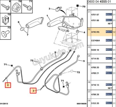 El Fren Teli Sağ/Sol C51 C52