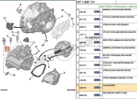 SENSOR VOLAN MCP 1.4 P2081 P20081 P301 9639185380