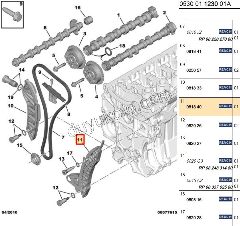 KIZAK EKSANTRIK ZINCIR R BUYUK EP3 1.6VTi 120HP
