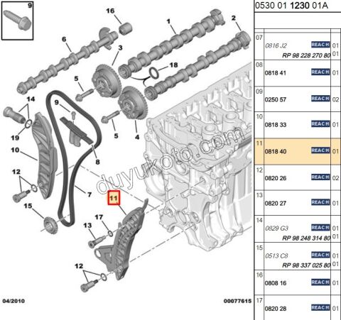 KIZAK EKSANTRIK ZINCIR R BUYUK EP3 1.6VTi 120HP