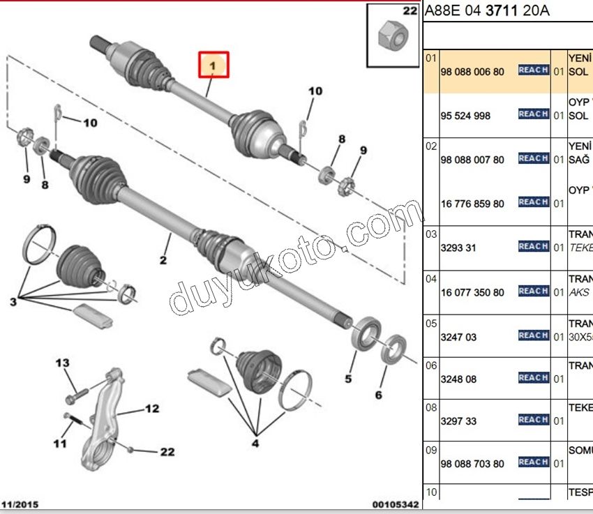Aks Mili Sol 1.2CC 130HP 2020 Sonrası 6 VIT C3AIR