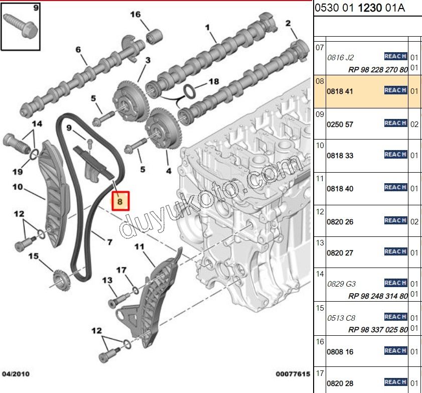KIZAK EKSANTRIK ZINCIR UST EP3 1.6VTi 120HP