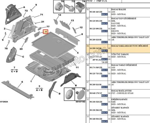 Bagaj İç Kaplama Yan Sağ/Sol P30082