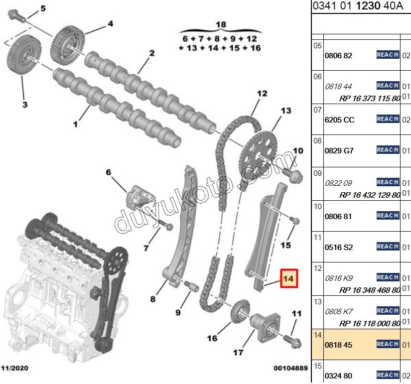 KIZAK EKSANTRIK ZINCIR SAC / PLASTIK 1.3HDI