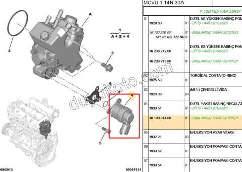 MUSUR BASINC MAZOT POMPA REGULATORU 1.3HDI
