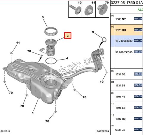 Yakıt Pompa ve Şamandırası (Komple) DEPO 1.4VTI 95HP 1.6VTi 120HP C33 DS3