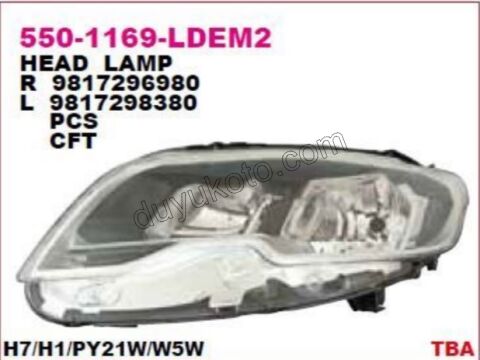 Peugeot 301 Far Sağ 2017/2021 H7+H1