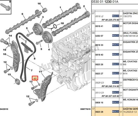 Eksantrik Zincir Kızak conta Pulu  EP3 1.6VTi 120HP
