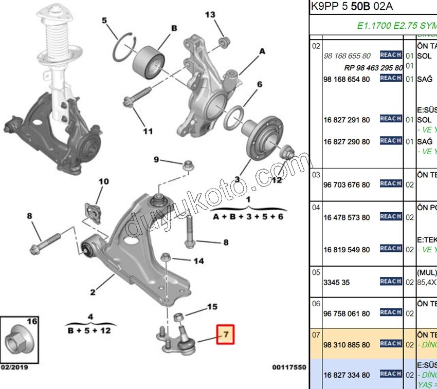 2019> Partner Rifter Berlingo Combo Doblo Proace City Rotil