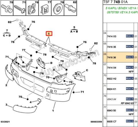 Arka Tampon Darbe Emici Takım P3071 UZUN
