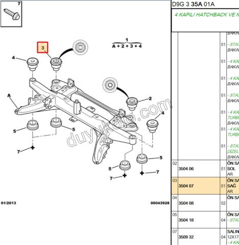 BURC MOTOR TRAVERS ARKA R P406