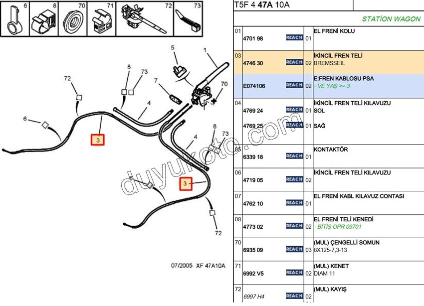 El Fren Teli Sağ/Sol P307SW C41SDN