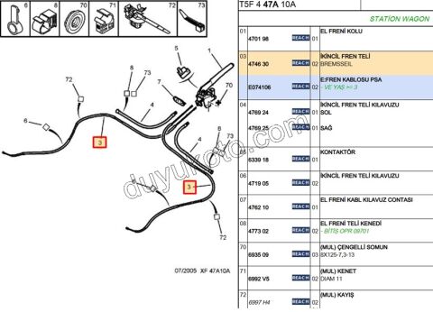 El Fren Teli Sağ/Sol P307SW C41SDN