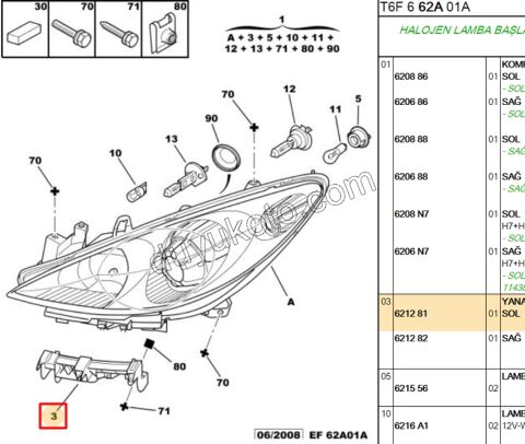 Peugeot 307 Ön Tampon Bağlantı Sol Alt Far Ayağı 2006/2008