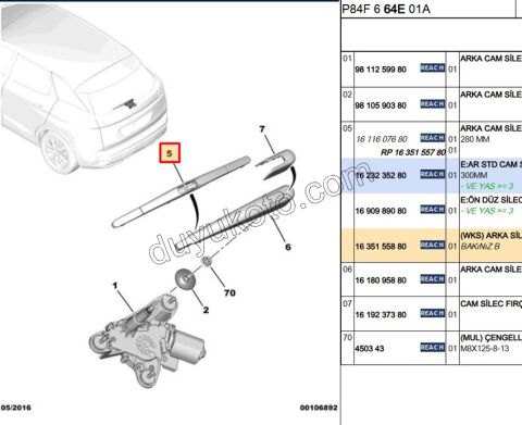 Arka Silgi Süpürgesi C41 P3082SW P30082
