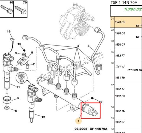 MUSUR BASINC ENJEKTOR RAMPA 1.4HDİ Euro4 02/11 KOMP