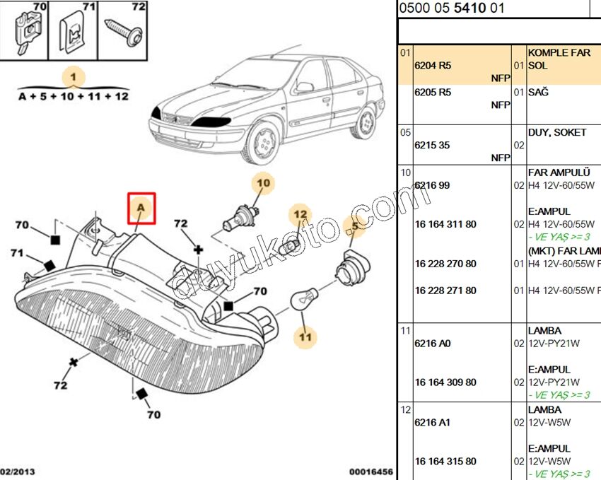 Citroen Xsara Far Sol H4 1998/2000