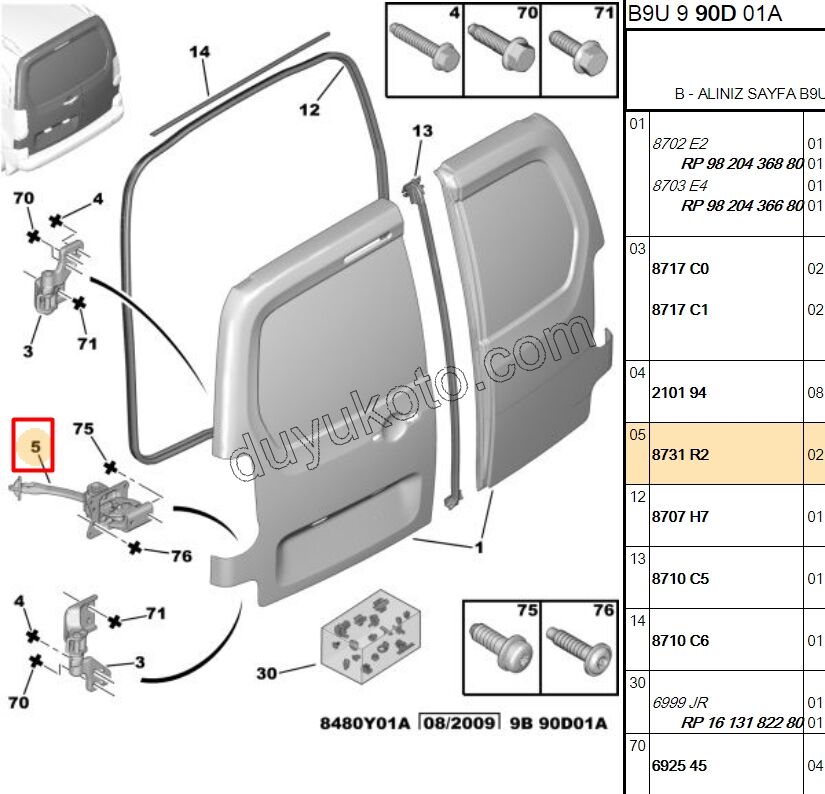 Bagaj Kapak Gergisi Sağ/Sol PRT3 2P