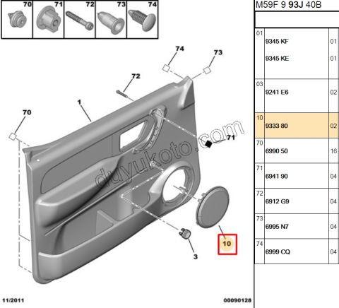 Hoparlör Kapağı ON KAPI PRT1 PRT2 9637639177