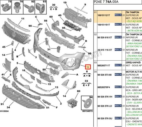 Ön Tampon P20082MQ 3LED KOR NOKTA YOK