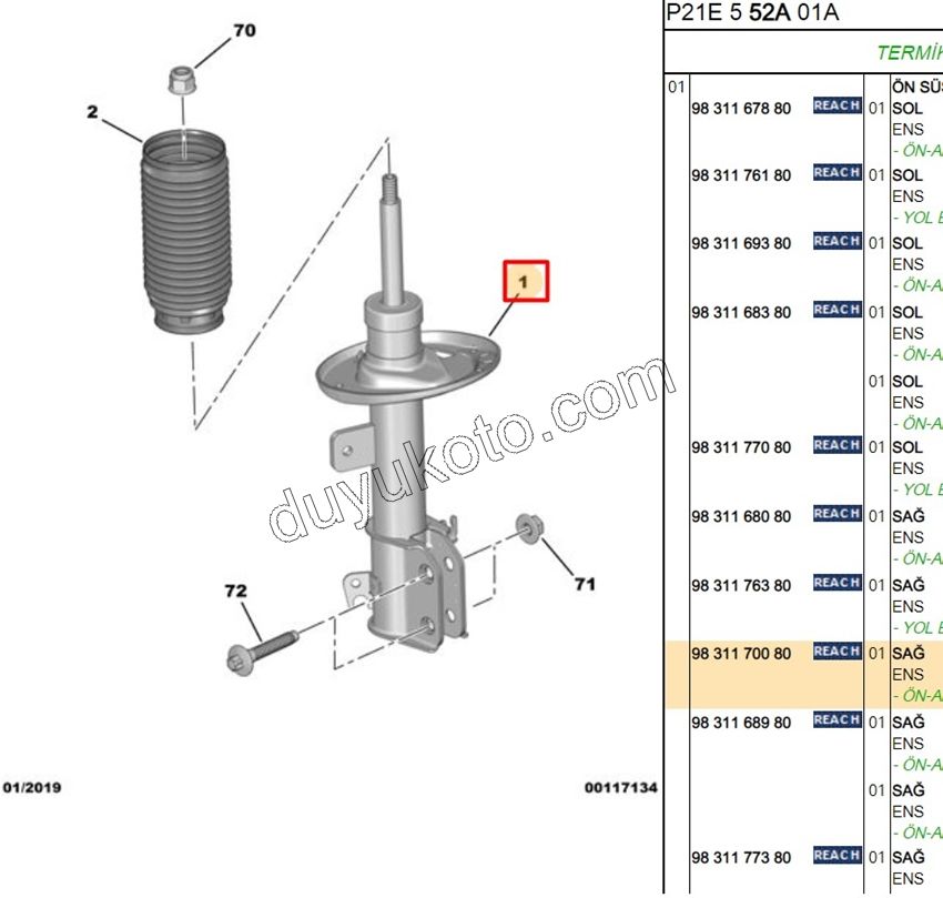 Ön Sağ Amortisör P2082 EB2
