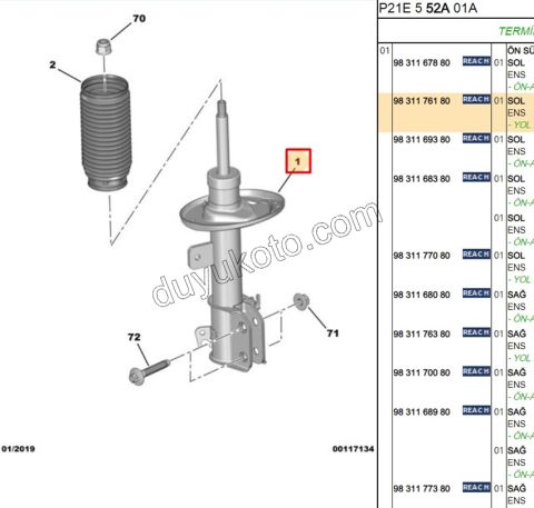 Ön Sol Amortisör P2082 EB2