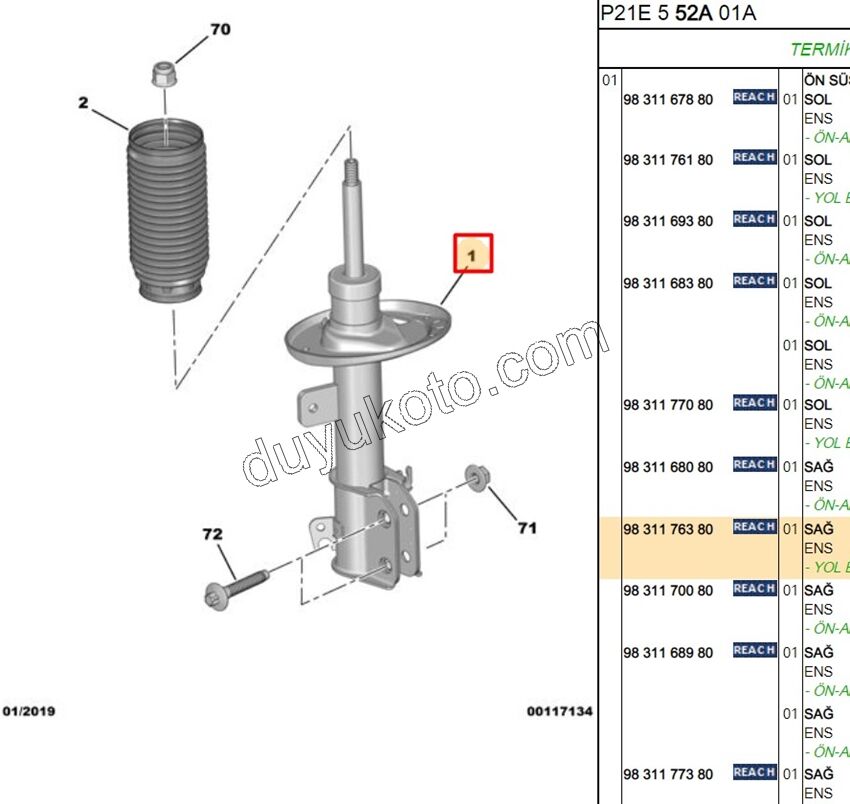 Ön Sağ Amortisör P2082 EB2