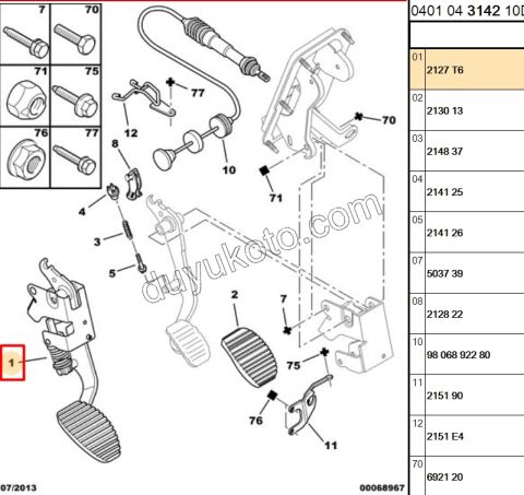 PEDAL DEBRIYAJ PRT2 1.9D,Y.M 03/09