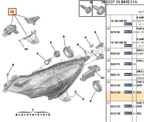 Citroen C3 Far Tamir Takımı Sol 2009/2013
