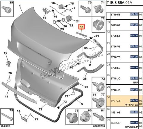 Bagaj Kapak Amortisörü P206 SDN