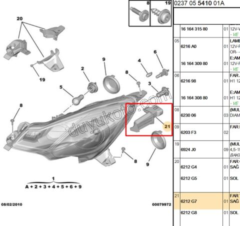 Citroen C3 Far Bağlantı Ayağı Sağ 2009/2013