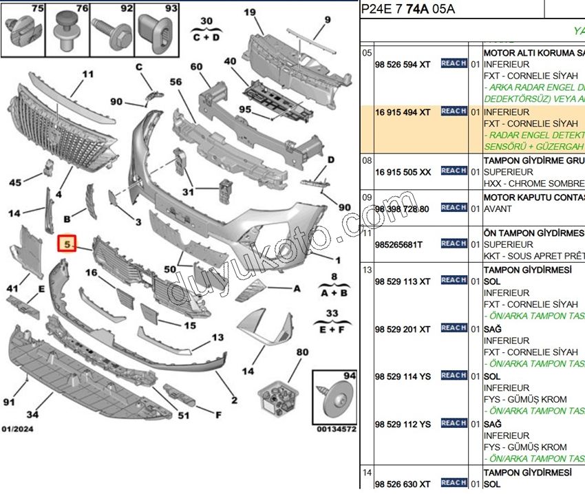 IZGARA ON TAMPON ALT P20082MQ 3LED RADAR+