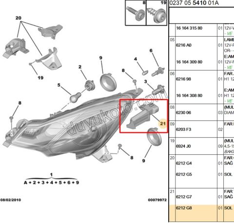 Citroen C3 Far Bağlantı Ayağı Sol 2009/2013