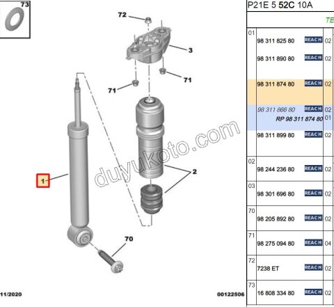 Arka Amortisör Sağ/Sol P2082 EB2