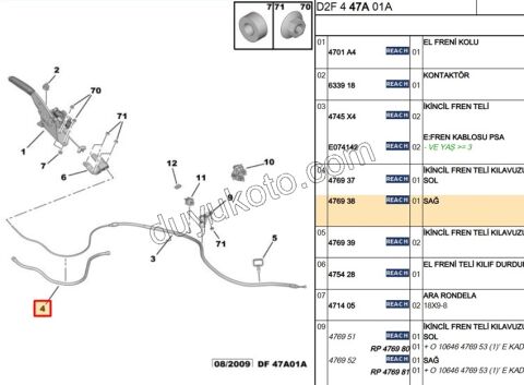 El Fren Teli Borusu Sağ C53